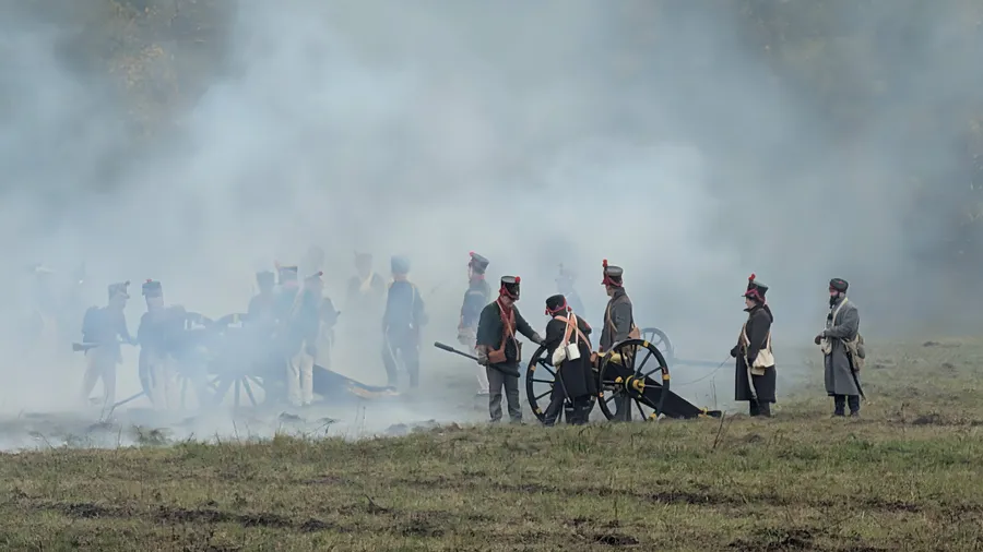 Historische Darstellung einer Geschützstellung in Markkleeberg