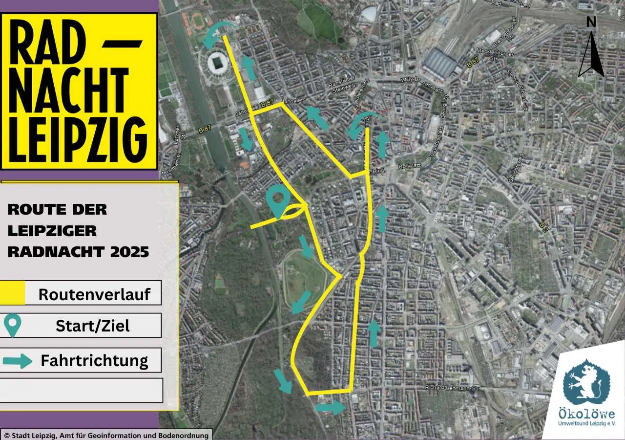 Die Route der Radnacht 2025 in Leipzig